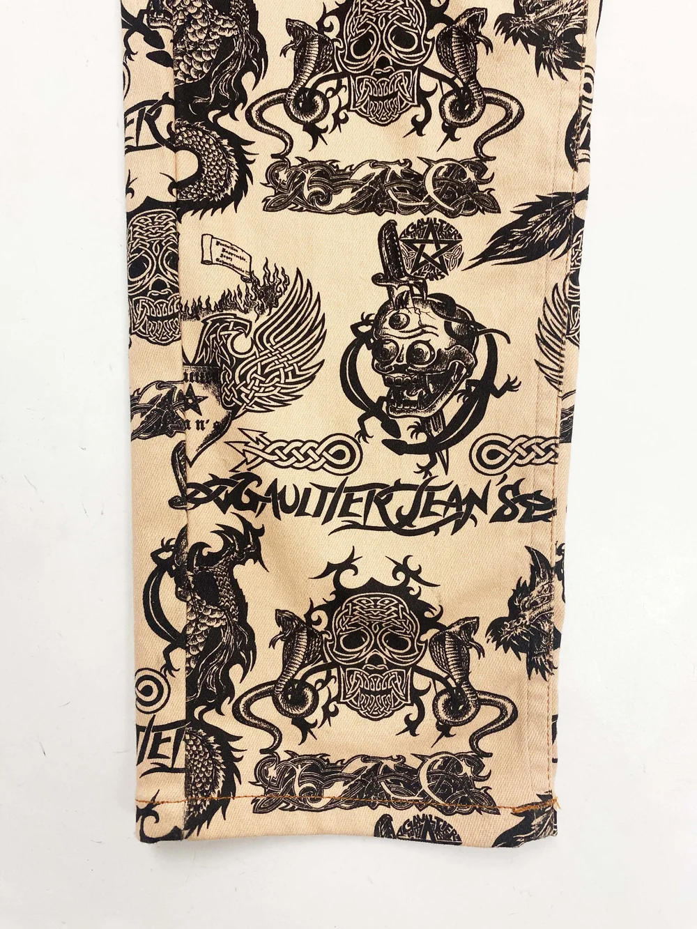Jean Paul Gaultier 90s skull tattoo pants — JAMES VELORIA